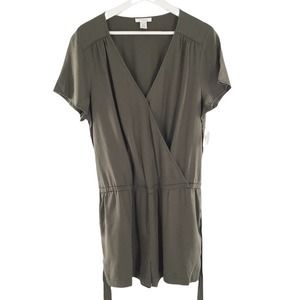 Daily Ritual Women's Dark Olive Surplice Shorts Romper Jumpsuit Size 16 New